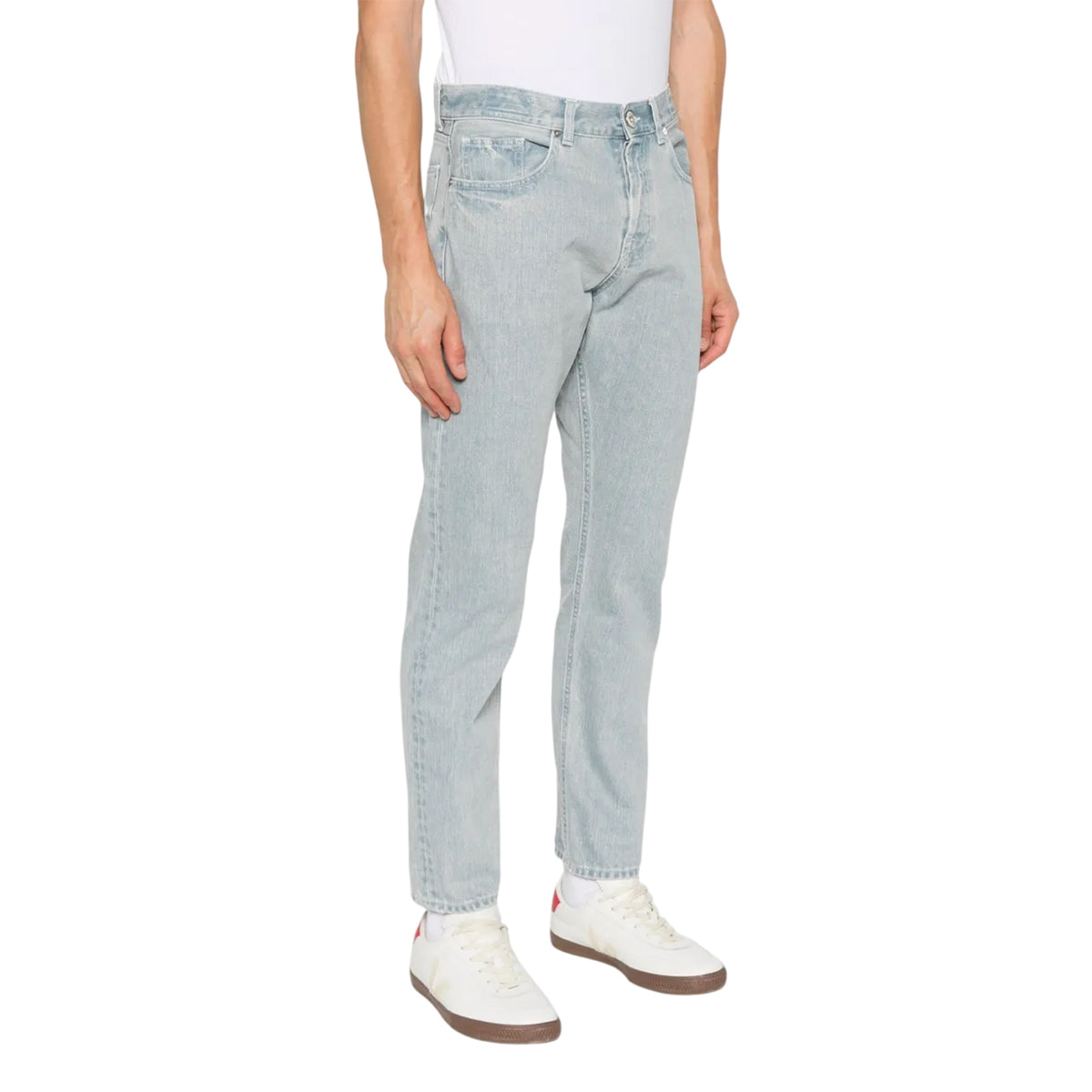 Blue-White - Side - Off White Womens-Ladies Light Wash Straight Jeans