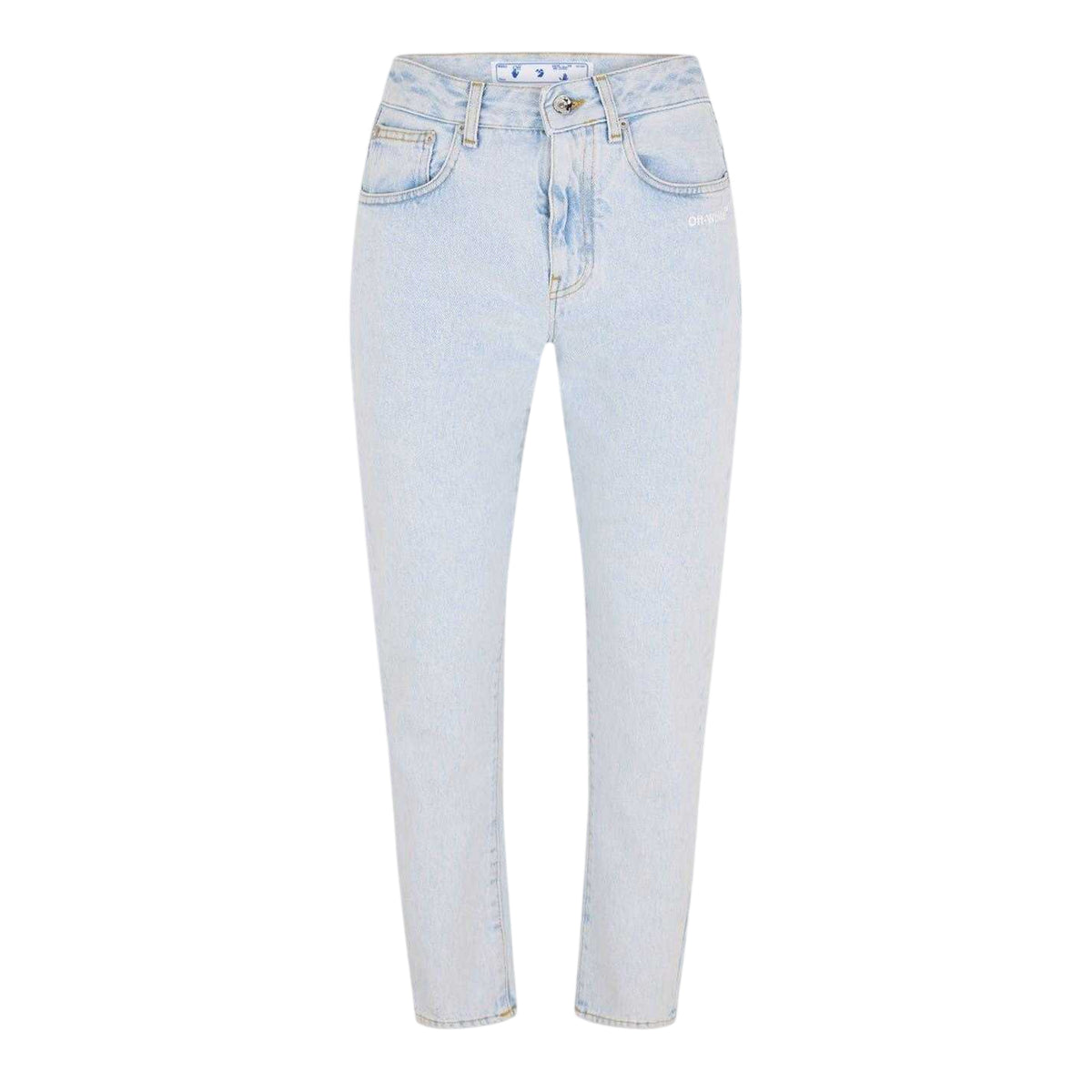 Blue-White - Front - Off White Womens-Ladies Denim Straight Jeans