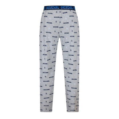 Grey - Back - Original Penguin Mens Wordmark Regular Pyjama Bottoms