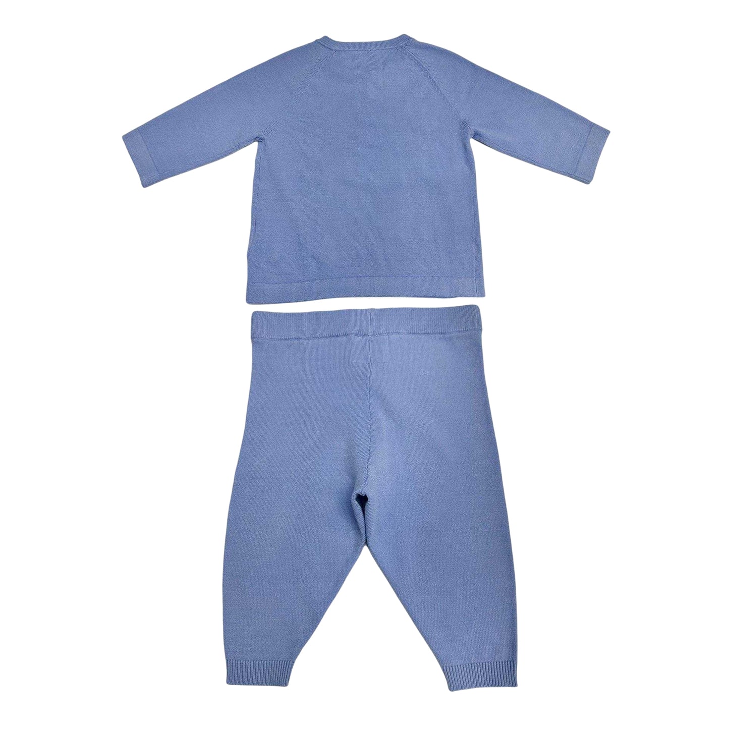Blue - Back - Pretty Green Childrens-Kids Plain Top & Bottom Set