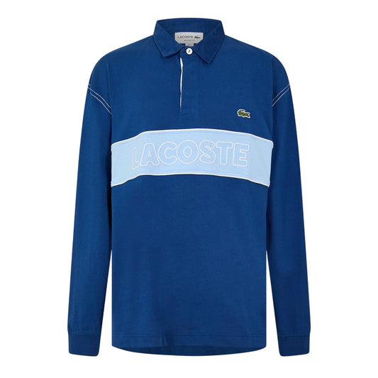 Blue - Front - Lacoste Mens Embroidered Logo Rugby Shirt
