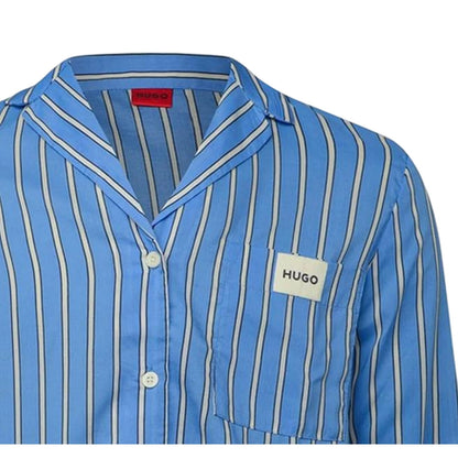 Blue - Side - Hugo Womens-Ladies Logo Pyjama Top