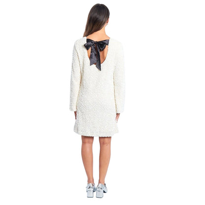 Cream - Back - Be You Womens-Ladies Sequin Crew Neck Dress