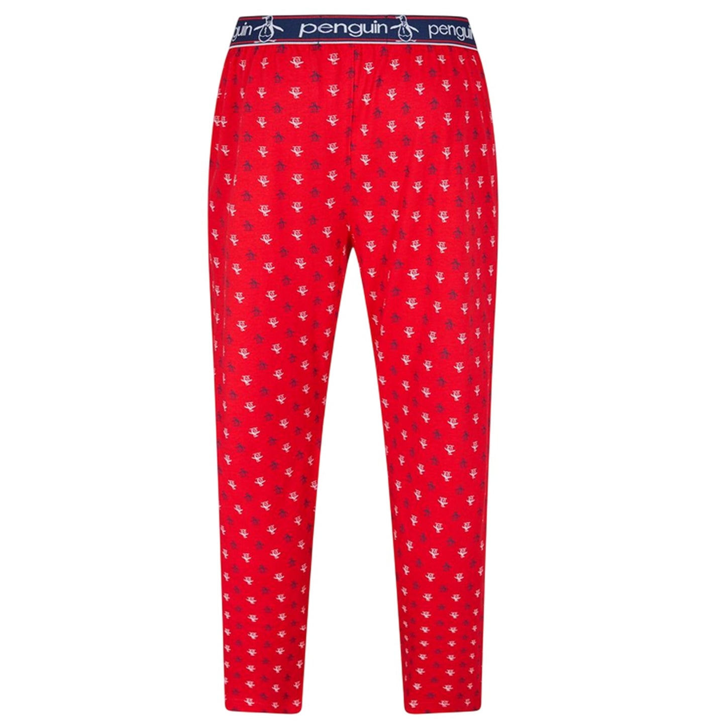 Red - Back - Original Penguin Mens Jersey All Over Logo Pyjama Bottoms