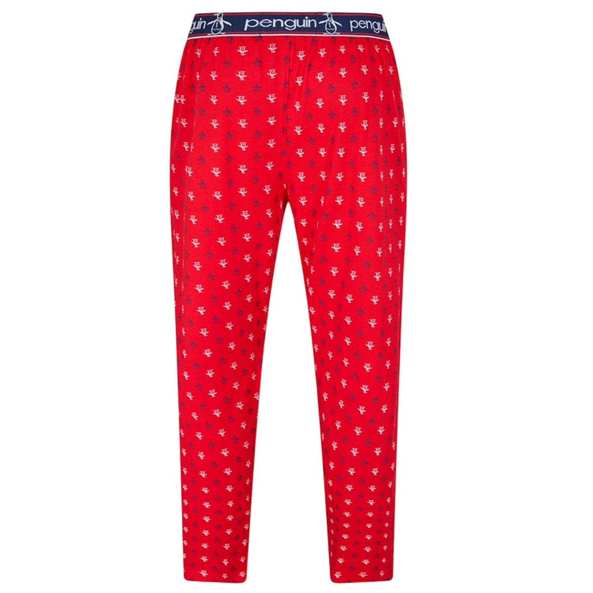 Red - Back - Original Penguin Mens Jersey All Over Logo Pyjama Bottoms