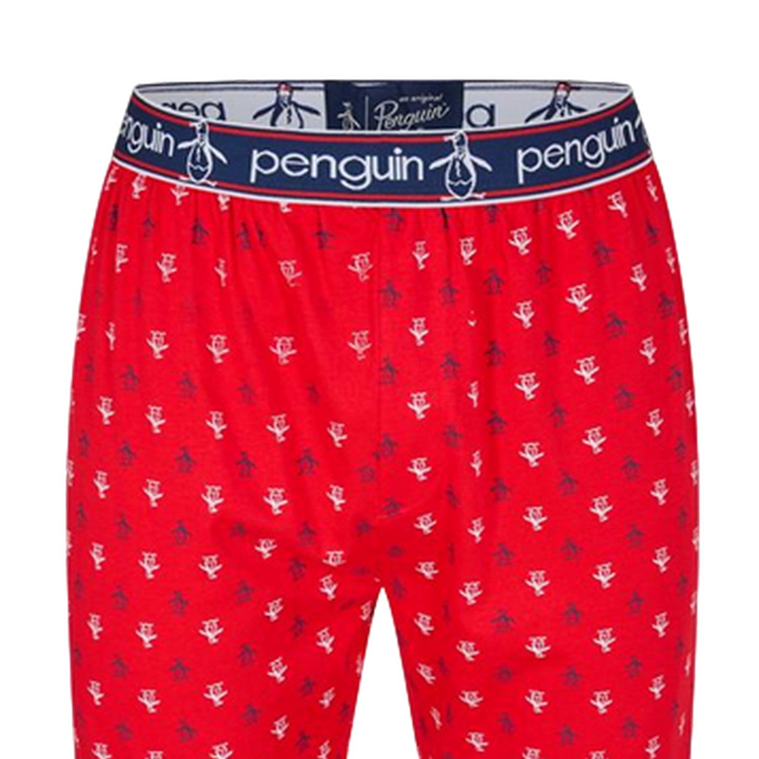 Red - Side - Original Penguin Mens Jersey All Over Logo Pyjama Bottoms