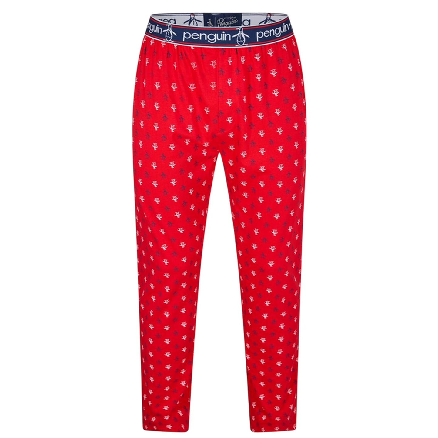 Red - Front - Original Penguin Mens Jersey All Over Logo Pyjama Bottoms