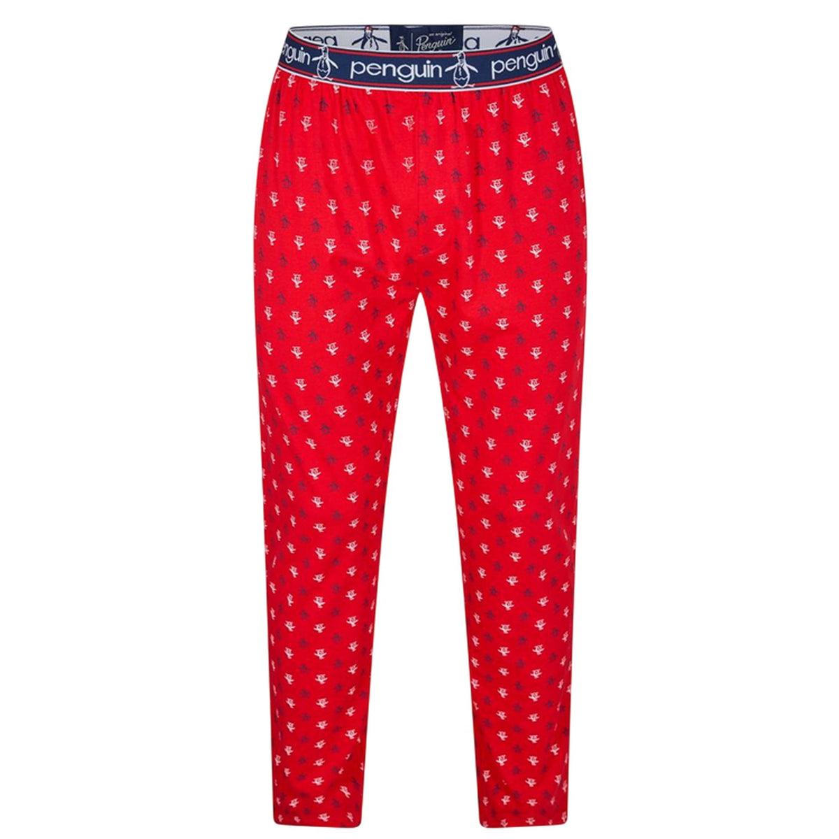 Red - Front - Original Penguin Mens Jersey All Over Logo Pyjama Bottoms
