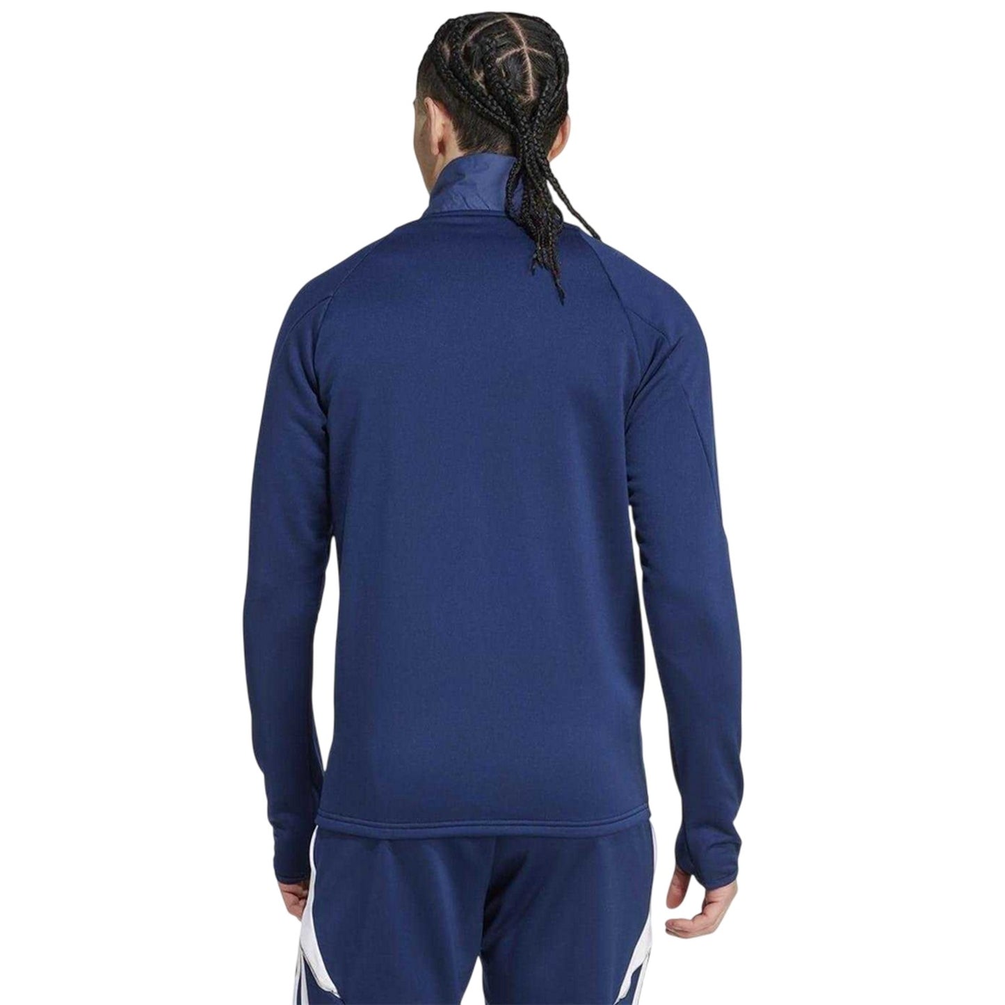 Navy Blue-White - Back - Adidas Mens Tiro 24 Winterized Logo Quarter Zip Top