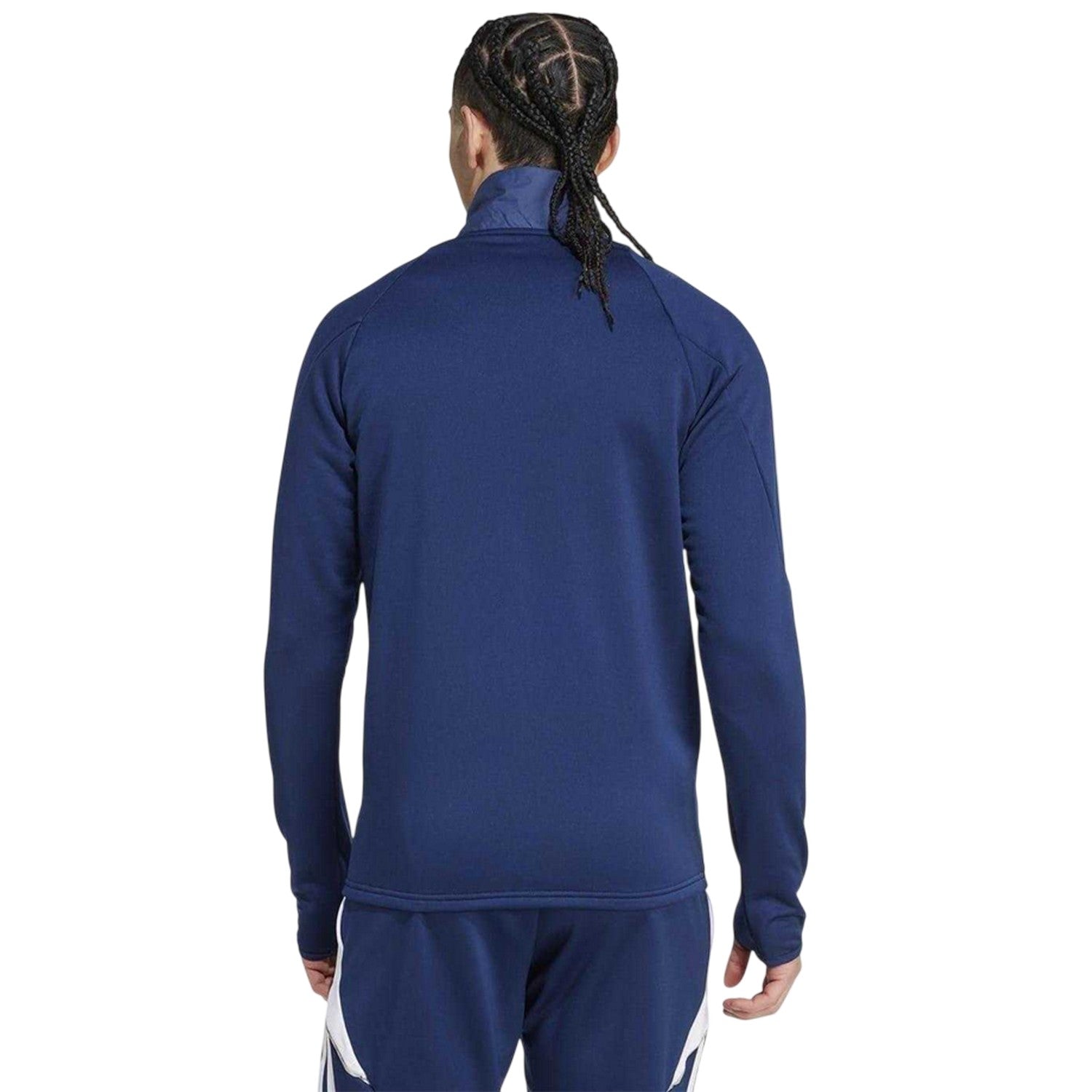 Navy Blue-White - Back - Adidas Mens Tiro 24 Winterized Logo Quarter Zip Top