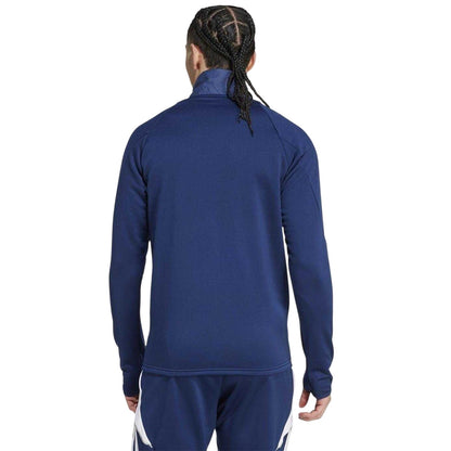 Navy Blue-White - Back - Adidas Mens Tiro 24 Winterized Logo Quarter Zip Top