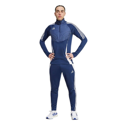 Navy Blue-White - Lifestyle - Adidas Mens Tiro 24 Winterized Logo Quarter Zip Top