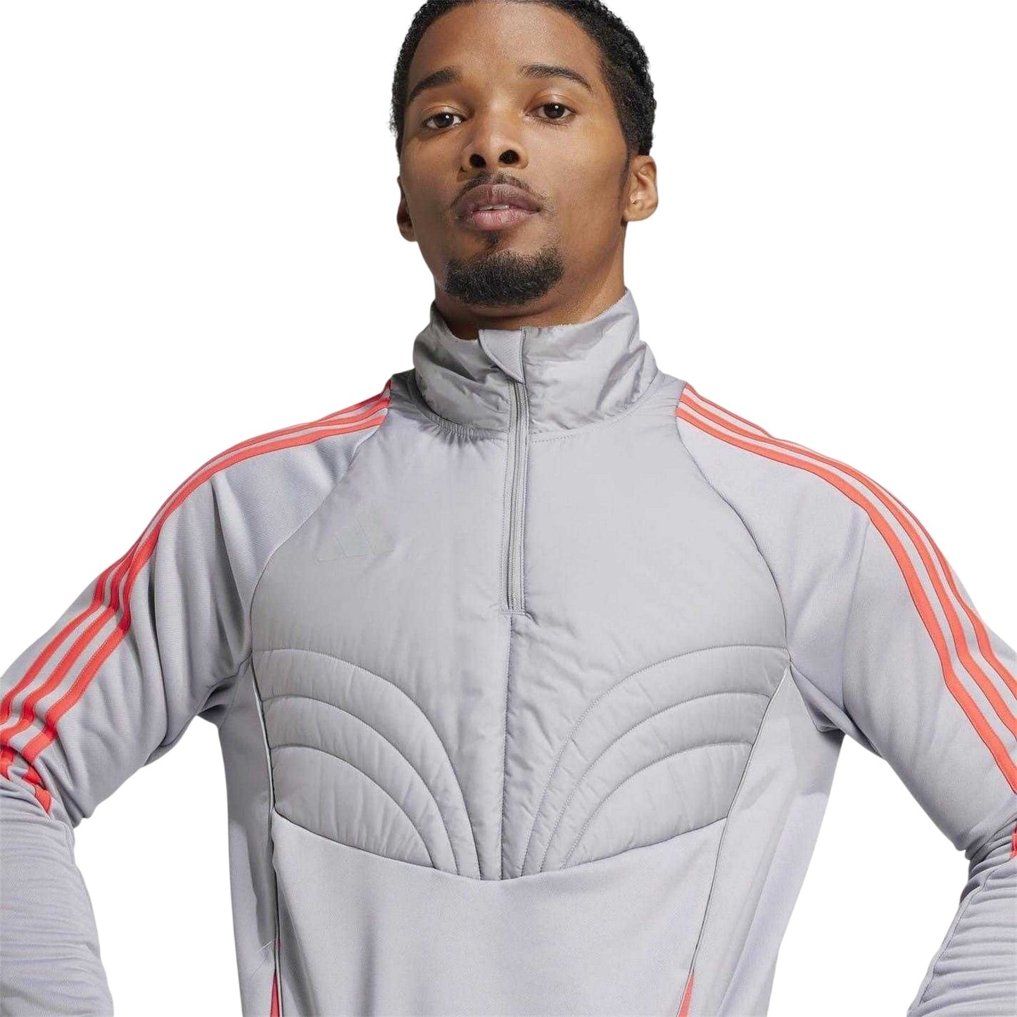 White-Red - Side - Adidas Mens Tiro 24 Winterized Logo Quarter Zip Top
