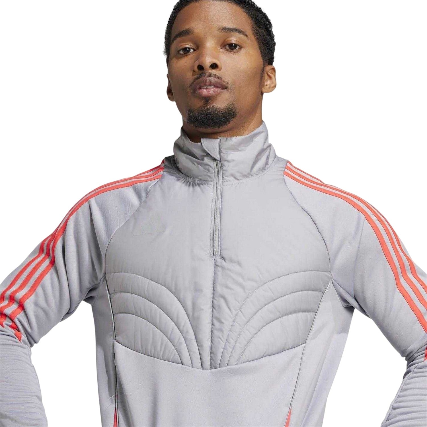 White-Red - Side - Adidas Mens Tiro 24 Winterized Logo Quarter Zip Top