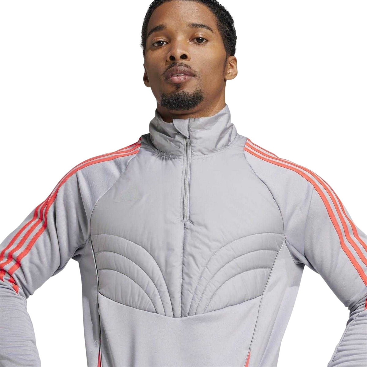 White-Red - Side - Adidas Mens Tiro 24 Winterized Logo Quarter Zip Top
