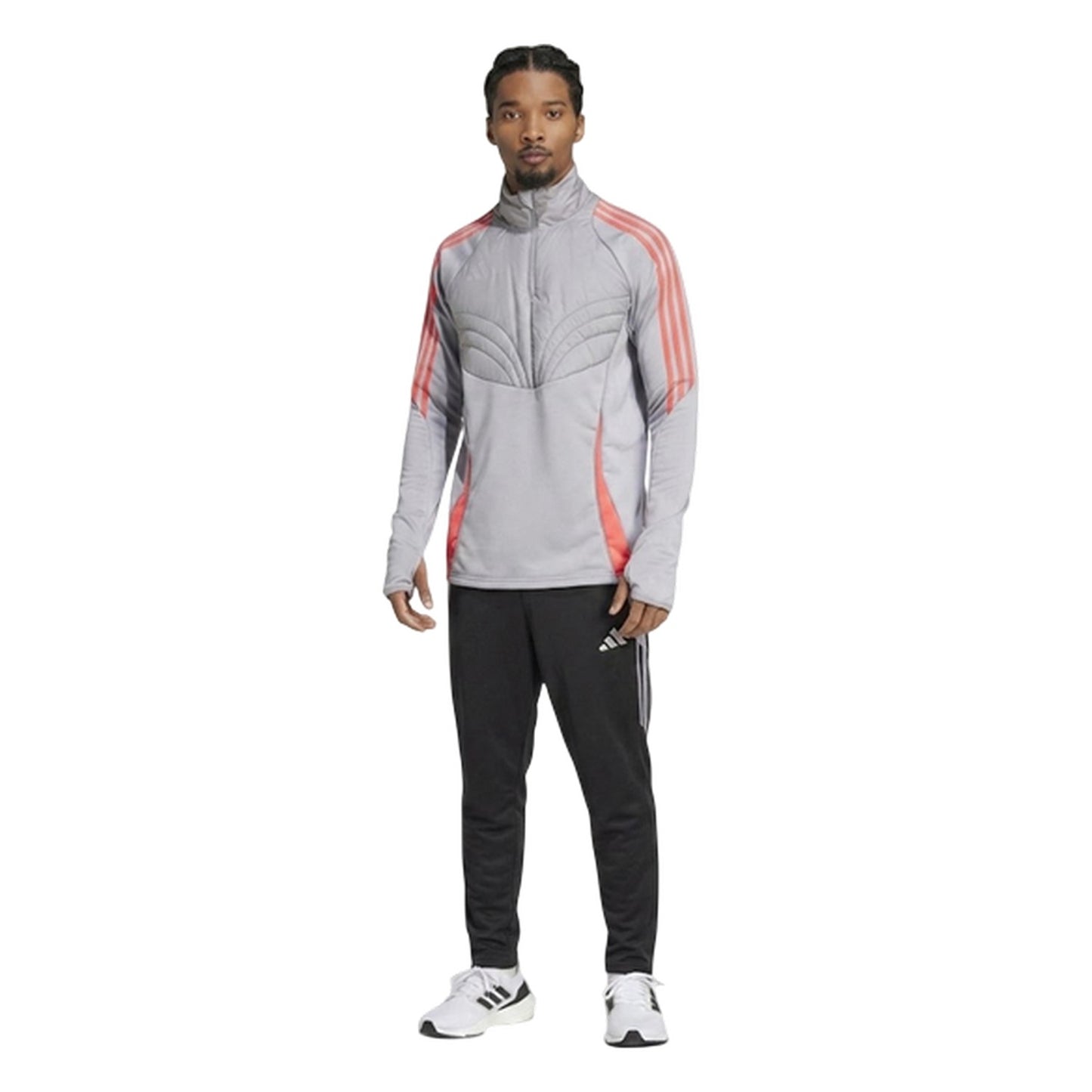 White-Red - Lifestyle - Adidas Mens Tiro 24 Winterized Logo Quarter Zip Top