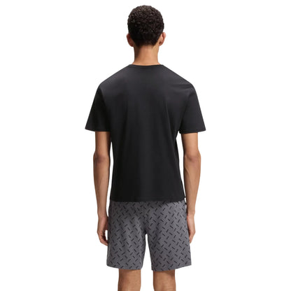 Grey-Black - Back - Boss Mens Printed Relaxed Fit T-Shirt & Shorts Set