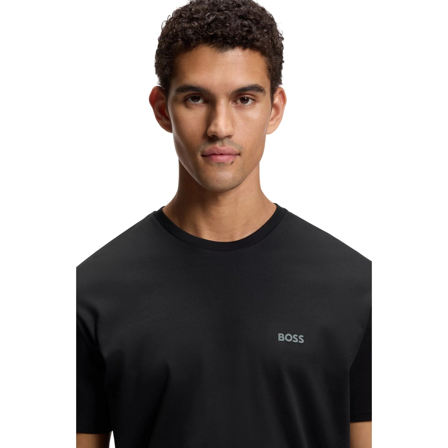 Grey-Black - Side - Boss Mens Printed Relaxed Fit T-Shirt & Shorts Set