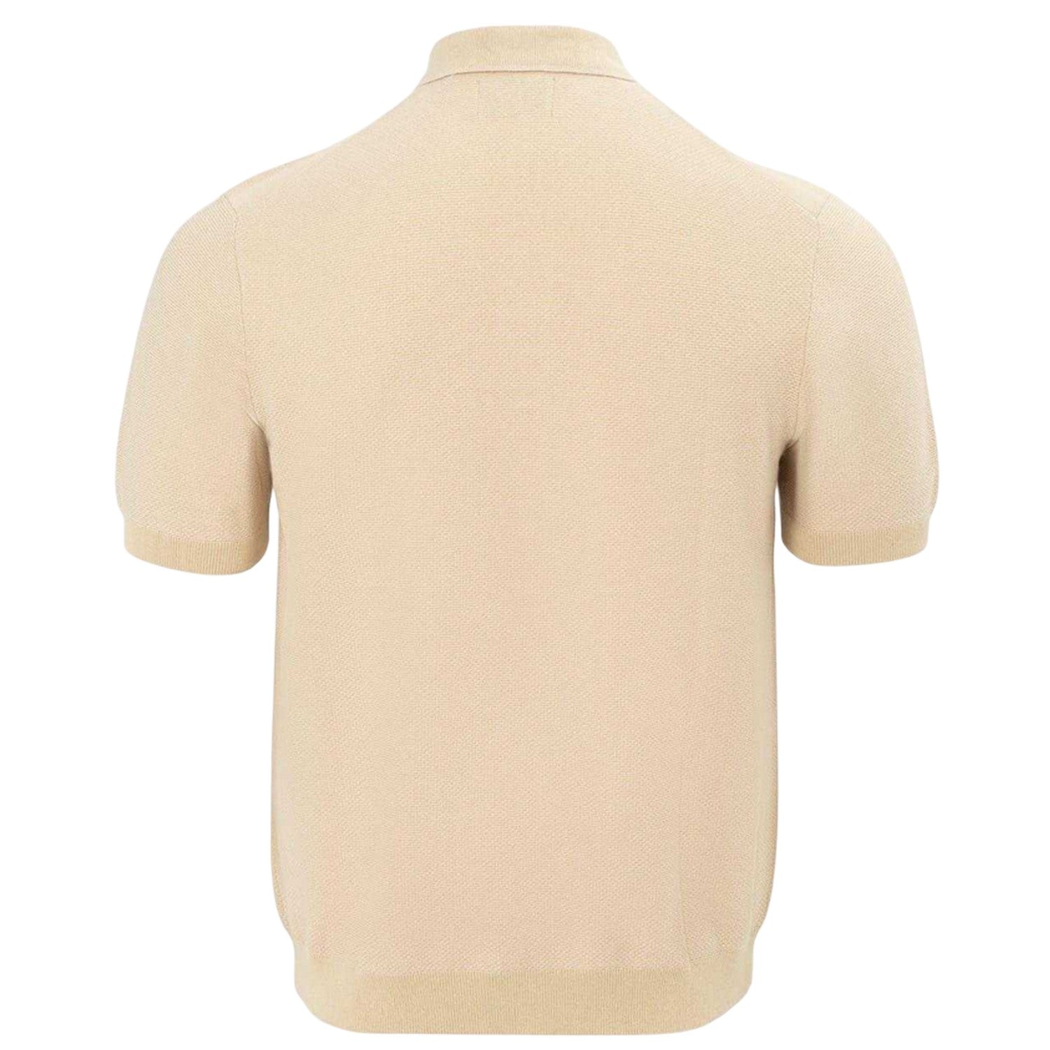 Beige - Back - Firetrap Mens Knitted Short-Sleeved Shirt