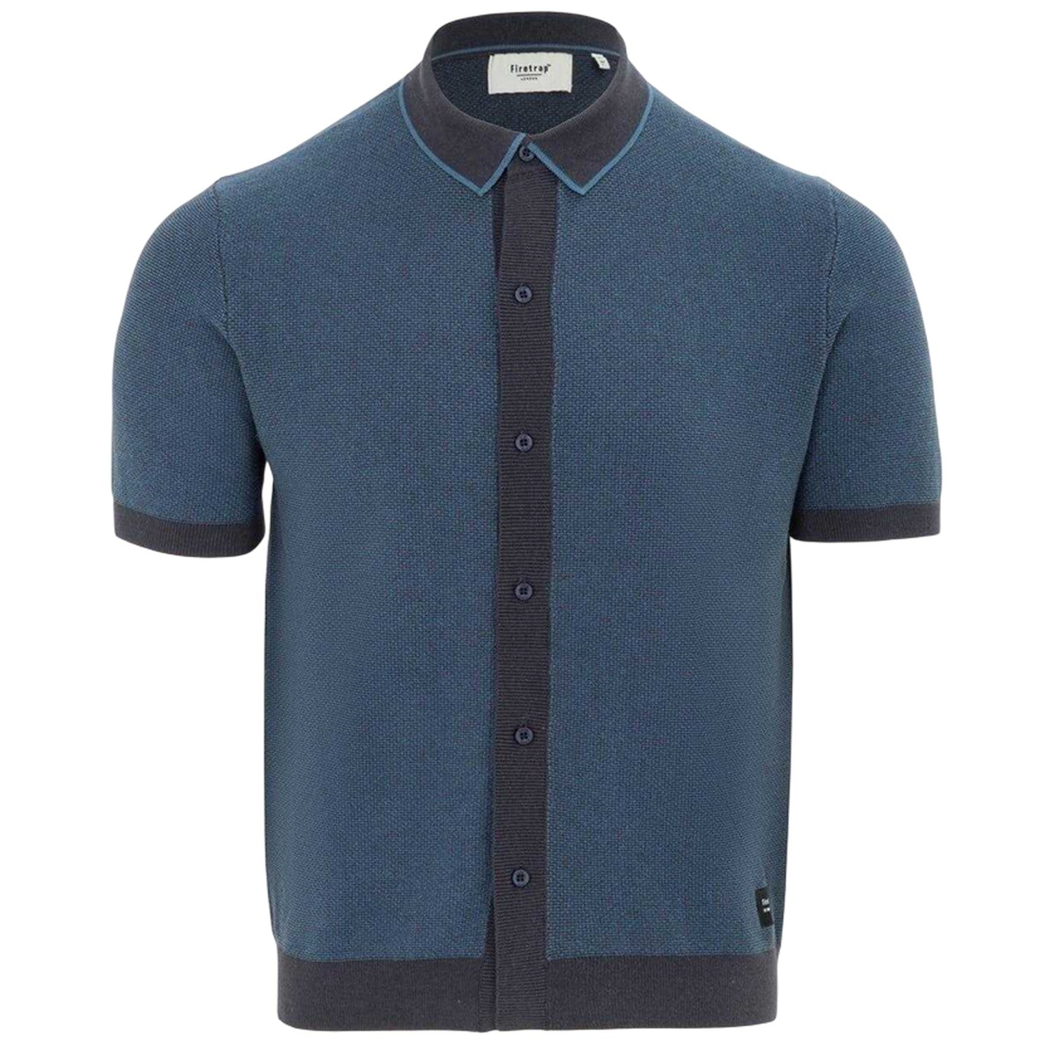Navy - Front - Firetrap Mens Knitted Short-Sleeved Shirt