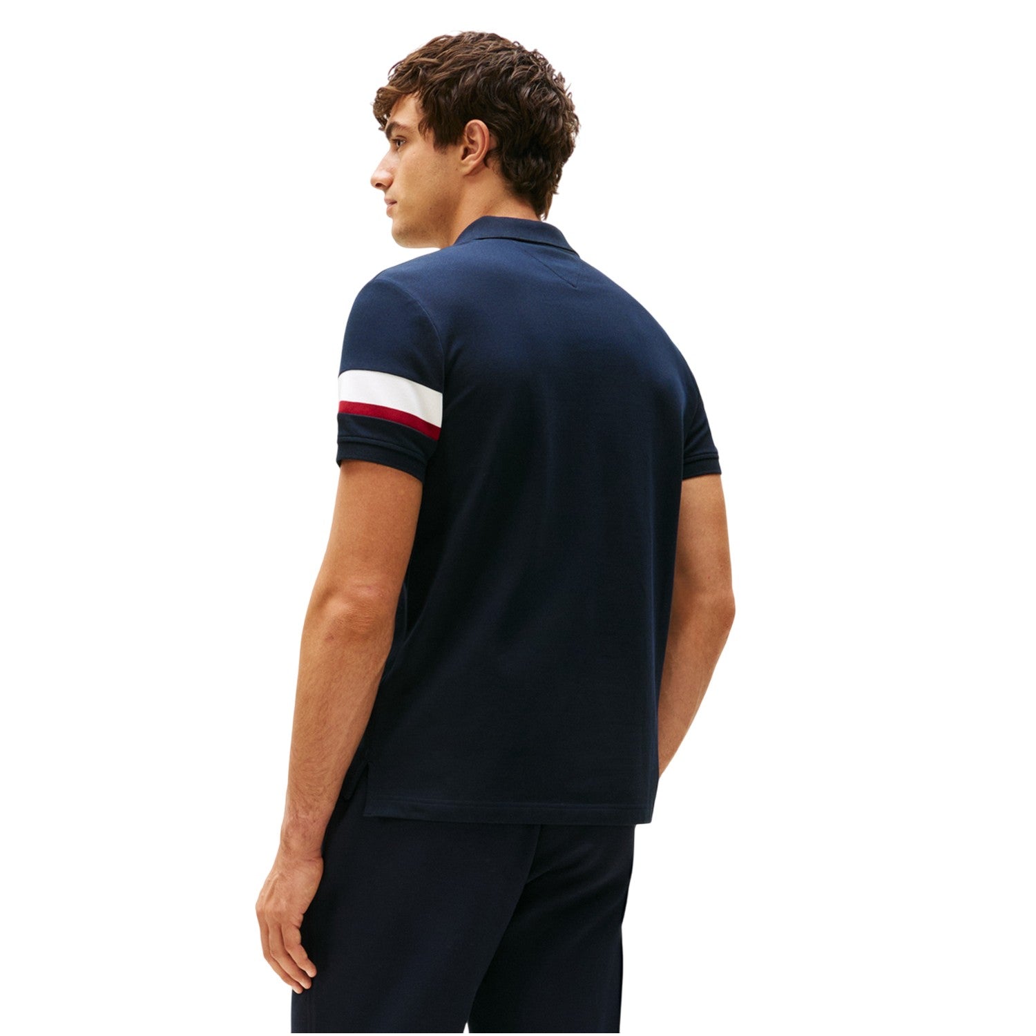 Desert Sky - Back - Tommy Hilfiger Mens Contrast Striped Collared Polo Shirt