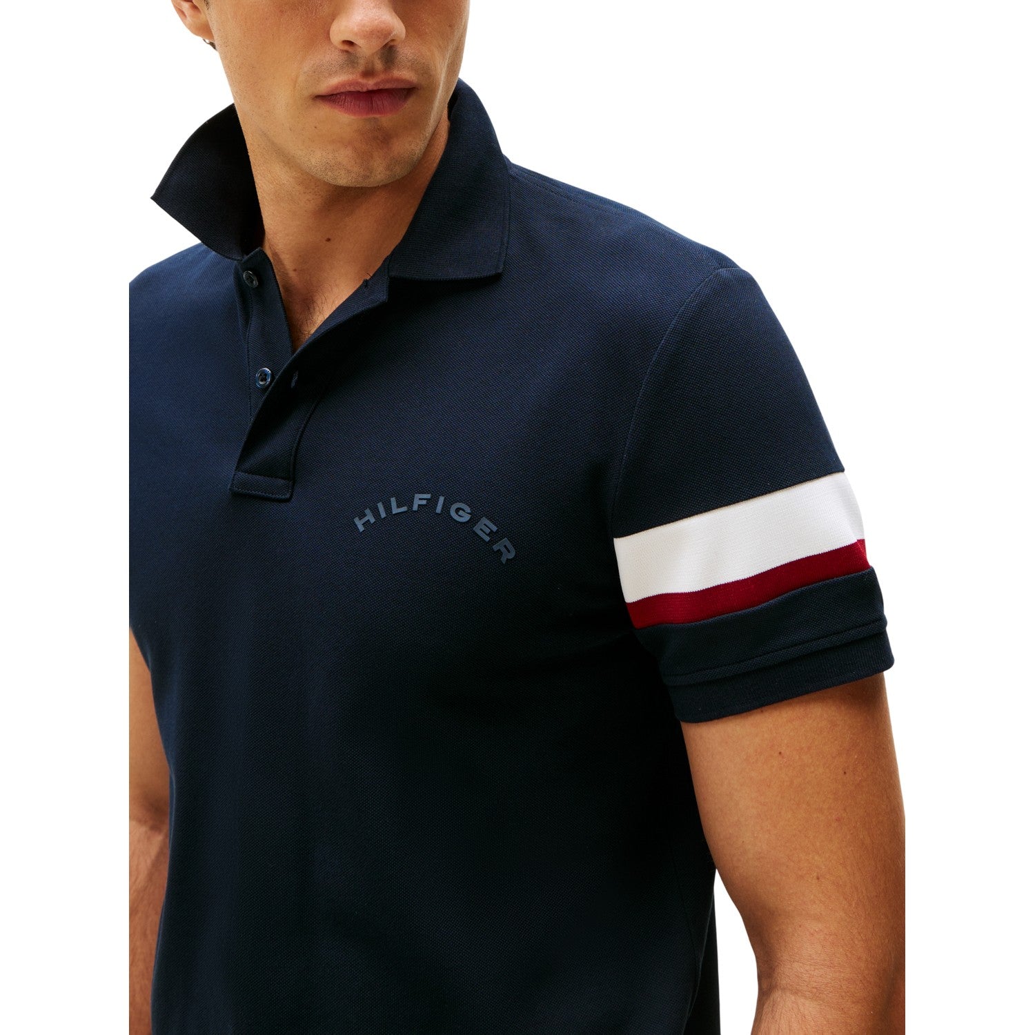 Desert Sky - Side - Tommy Hilfiger Mens Contrast Striped Collared Polo Shirt