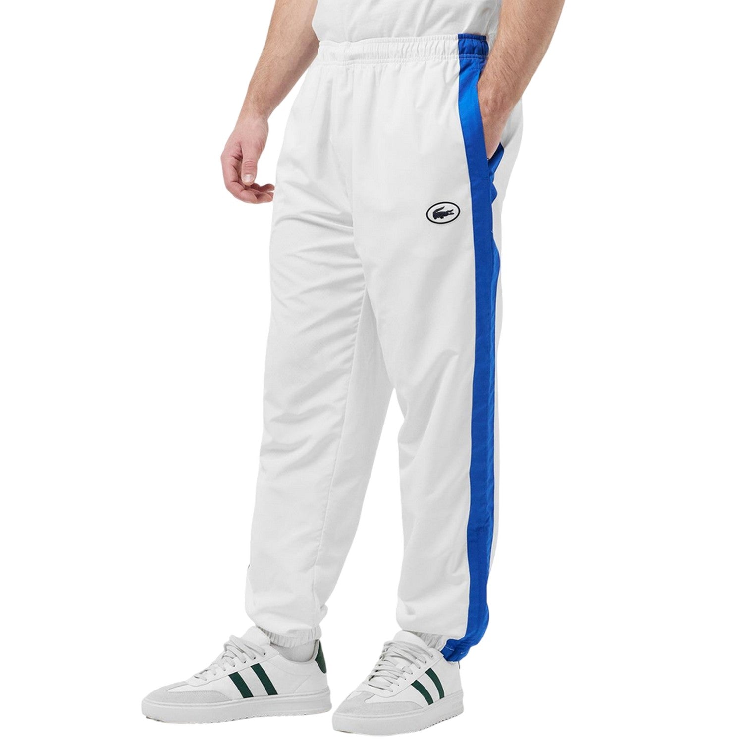 White - Lifestyle - Lacoste Mens Side Stripe Straight Tracksuit Bottoms