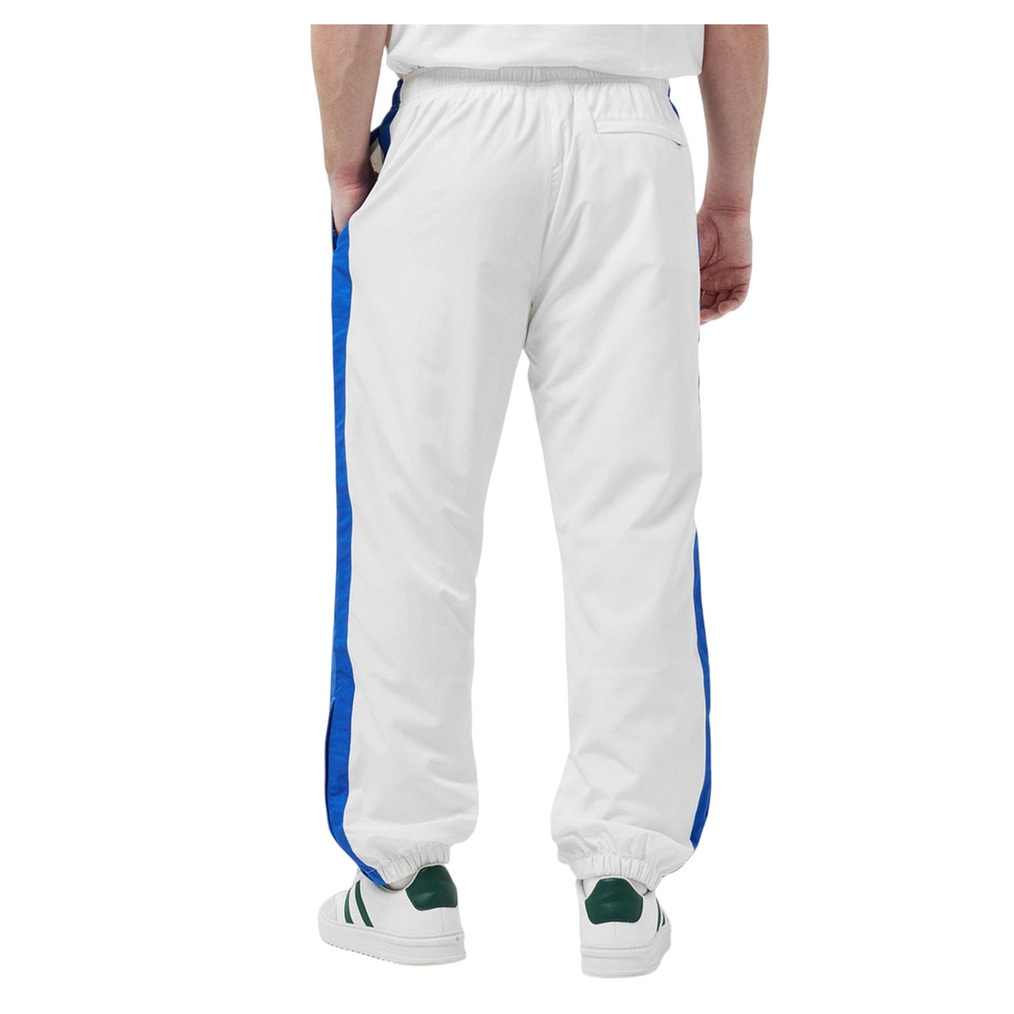 White - Pack Shot - Lacoste Mens Side Stripe Straight Tracksuit Bottoms