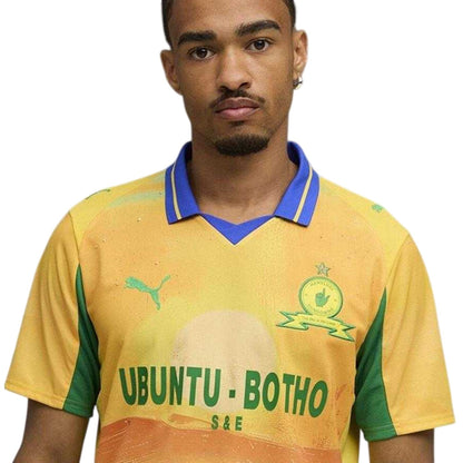 Yellow-Green - Side - Mamelodi Sundowns FC Childrens-Kids KidSuper 25-26 Puma Home Shirt