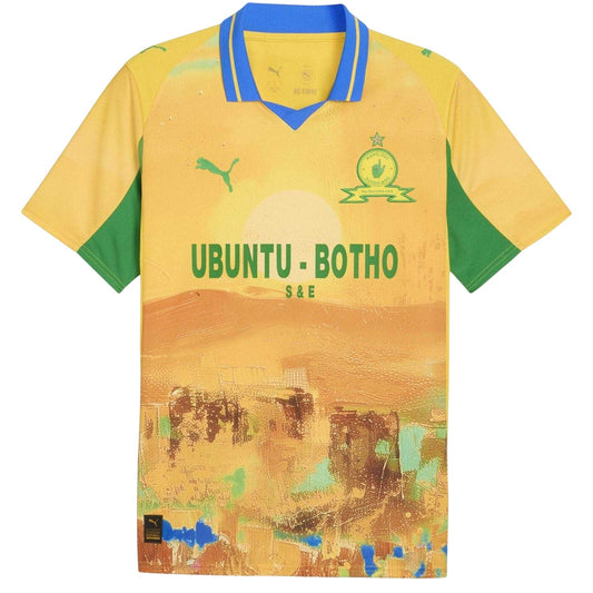 Yellow-Green - Front - Mamelodi Sundowns FC Childrens-Kids KidSuper 25-26 Puma Home Shirt