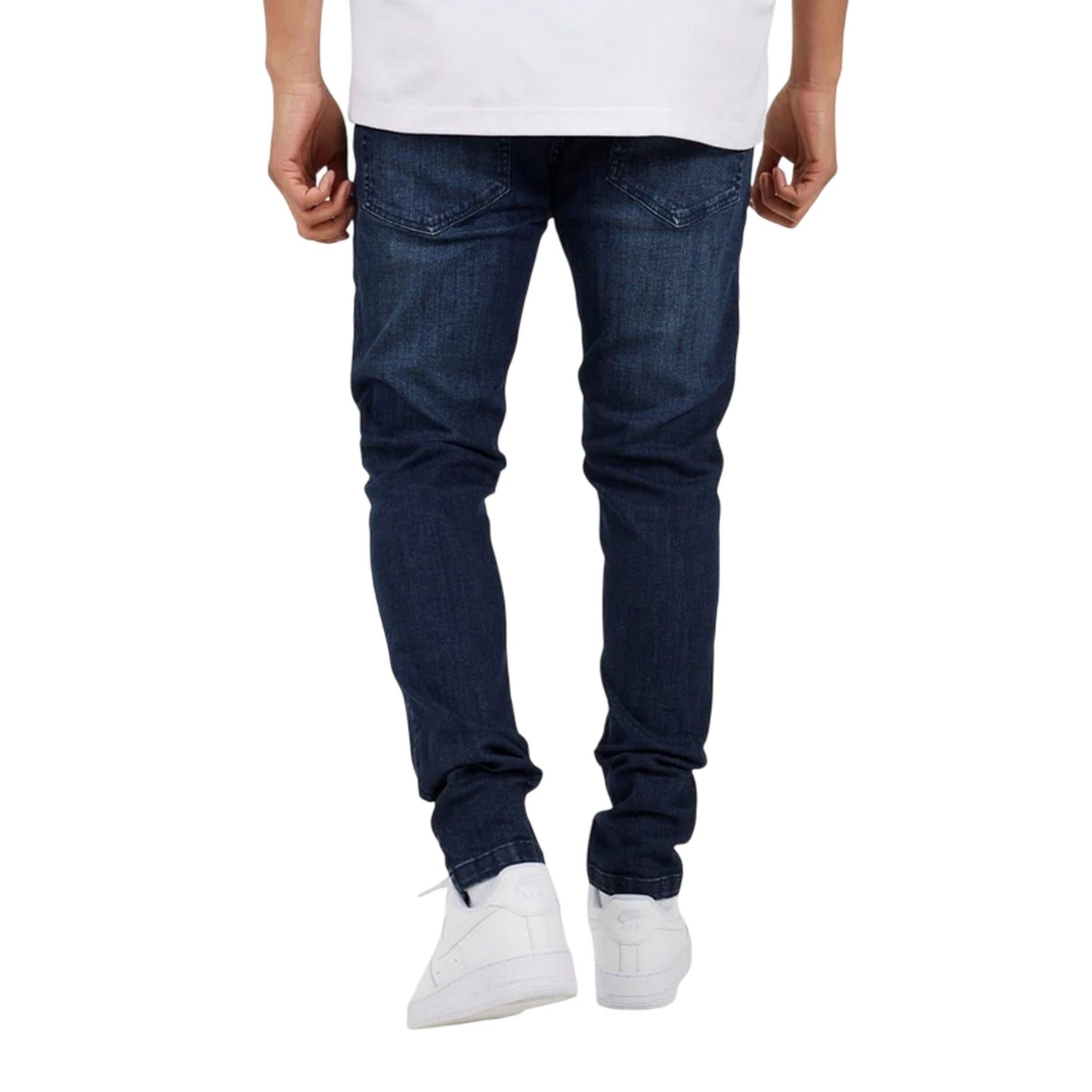 Dark Blue - Lifestyle - Brave Soul Mens Denim Biker Slim Jeans