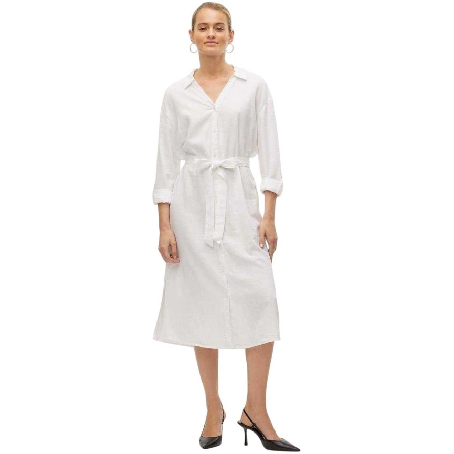 Snow White - Side - Vero Moda Womens-Ladies Linn Midi Shirt Dress