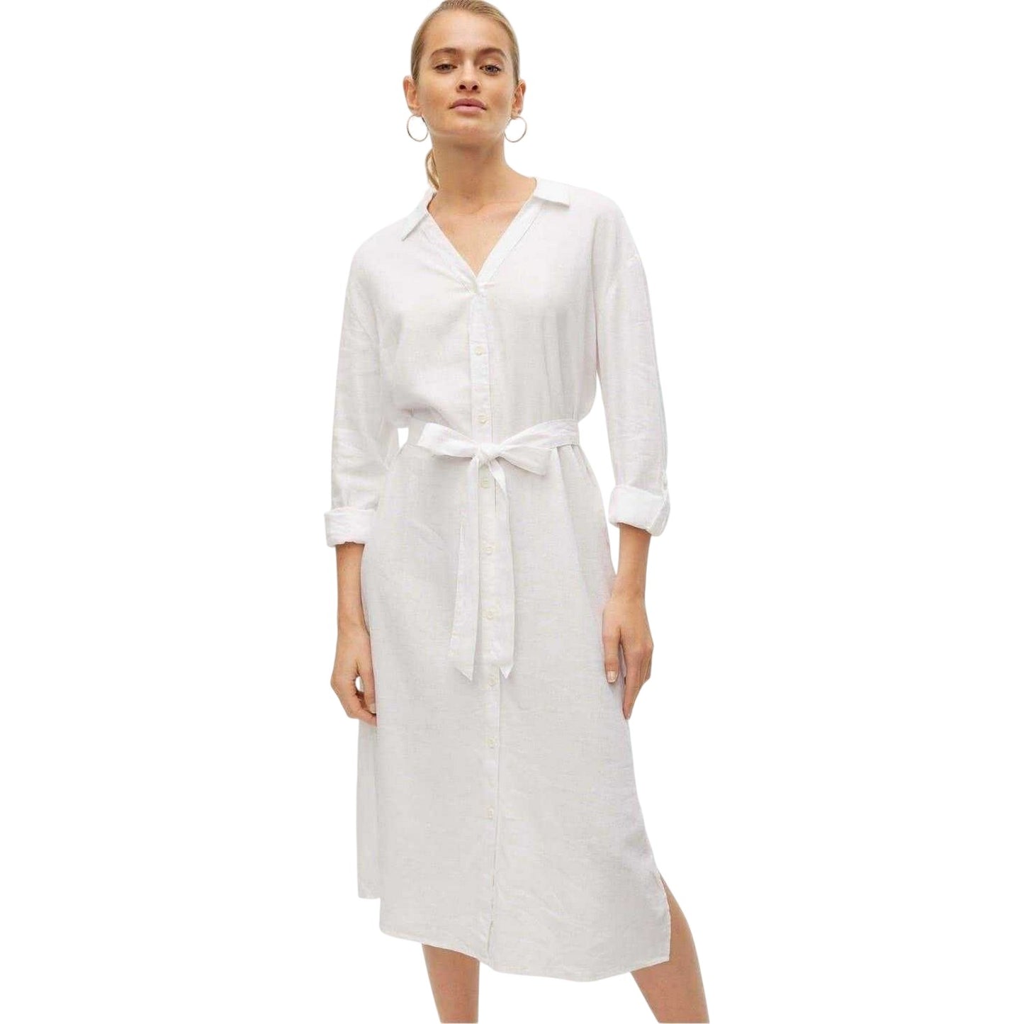 Snow White - Front - Vero Moda Womens-Ladies Linn Midi Shirt Dress