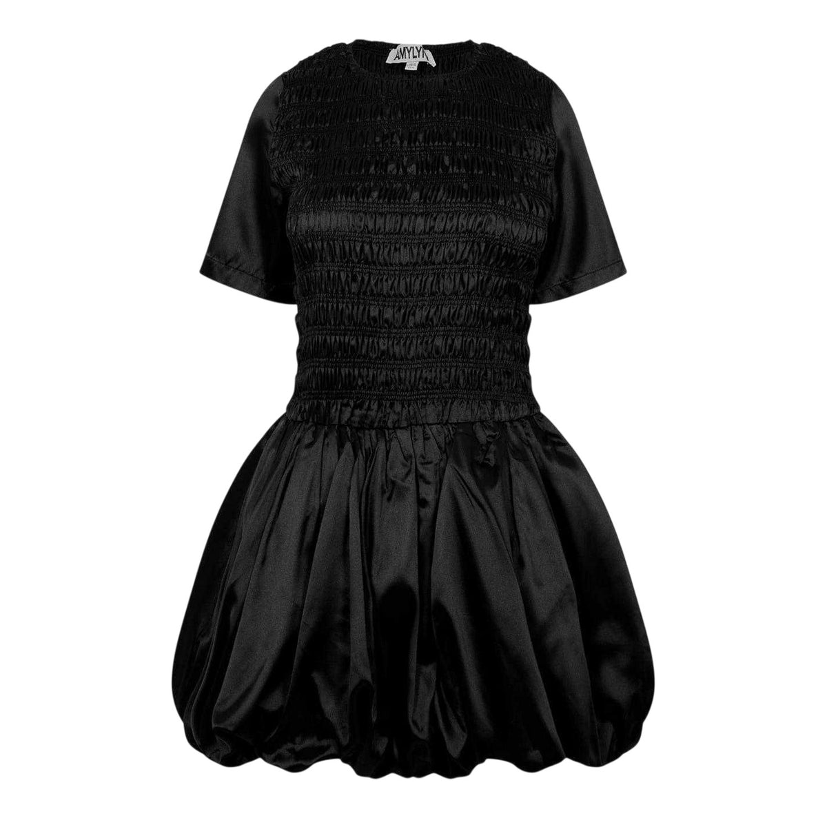 Black - Front - AmyLynn Womens-Ladies Peplum Shirred Mini Dress