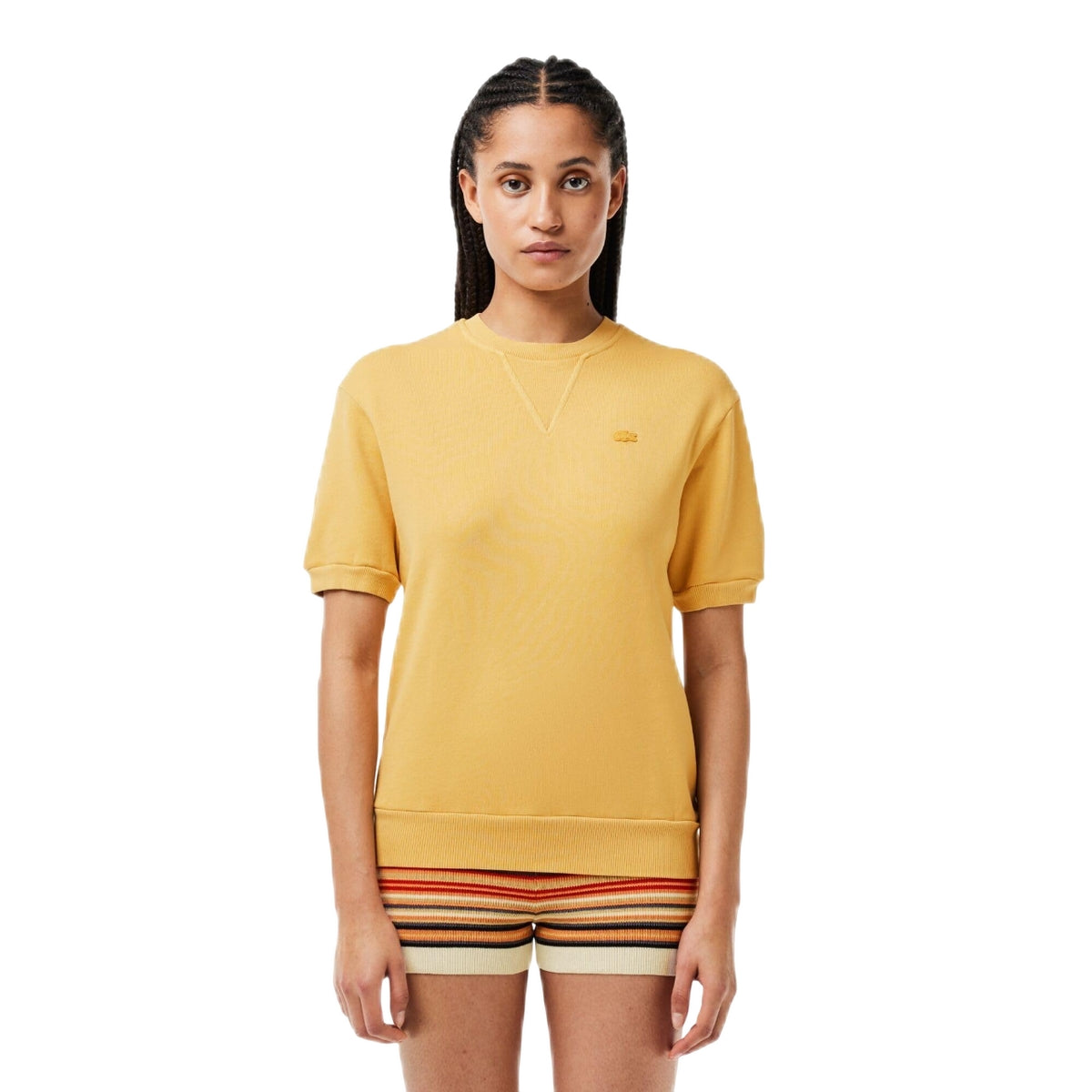 Orange - Pack Shot - Lacoste Womens-Ladies Natural Dyed Fleece T-Shirt
