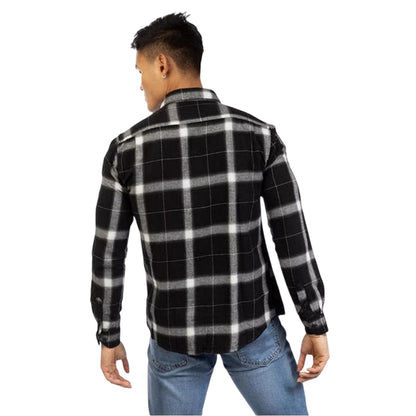 Black-Grey - Back - Peter Werth Mens Haslam Plaid Long-Sleeved Shirt