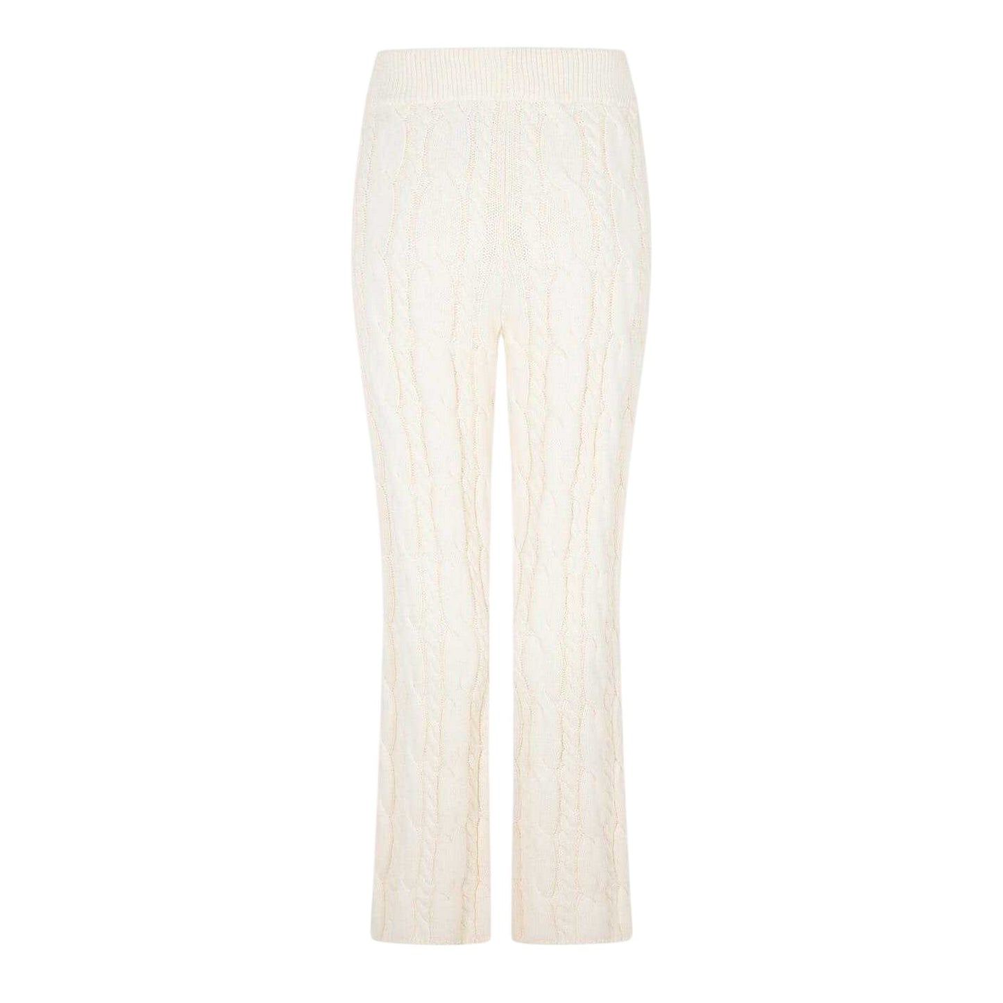 Cream - Back - 4th & Reckless Womens-Ladies Cable Knit Trousers
