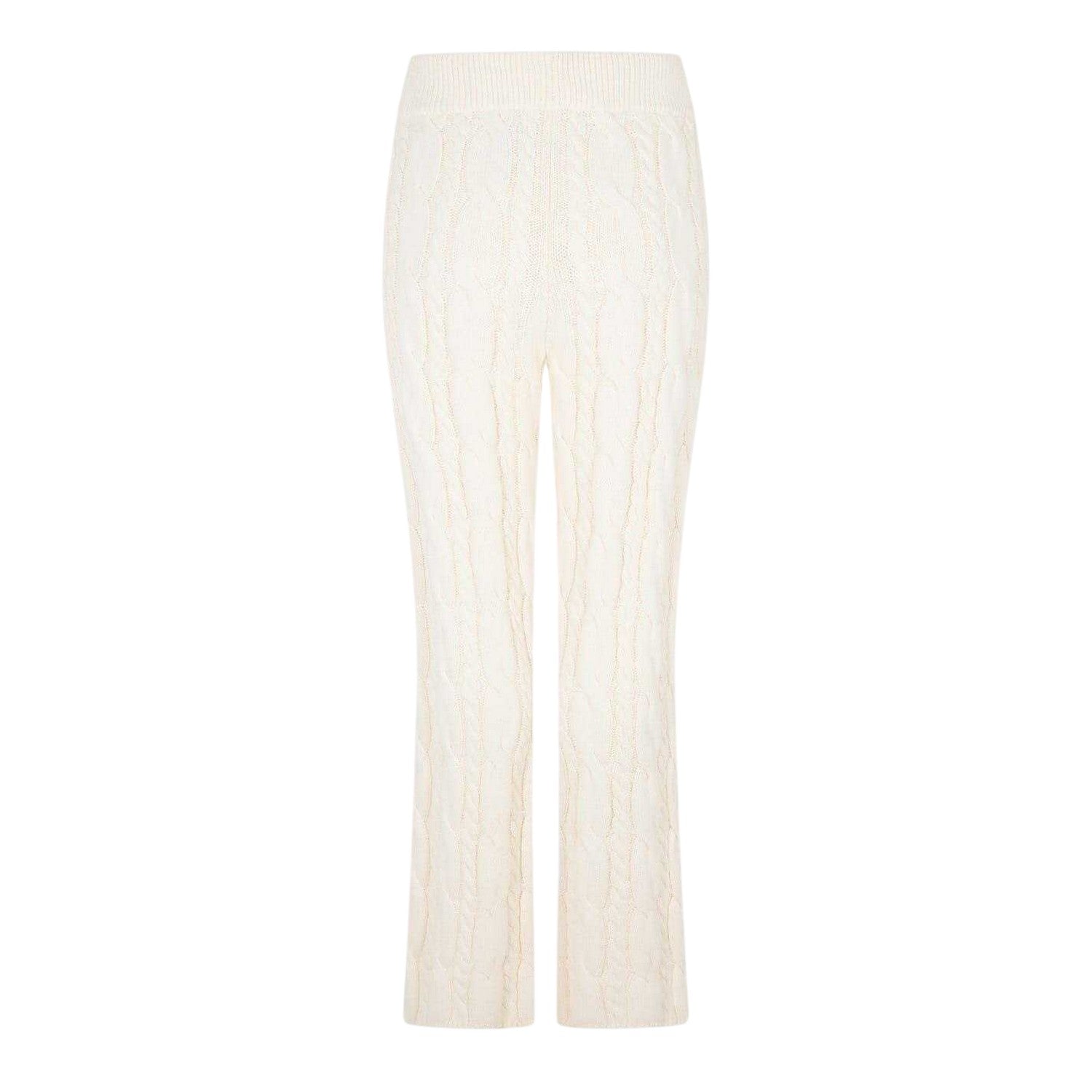 Cream - Back - 4th & Reckless Womens-Ladies Cable Knit Trousers