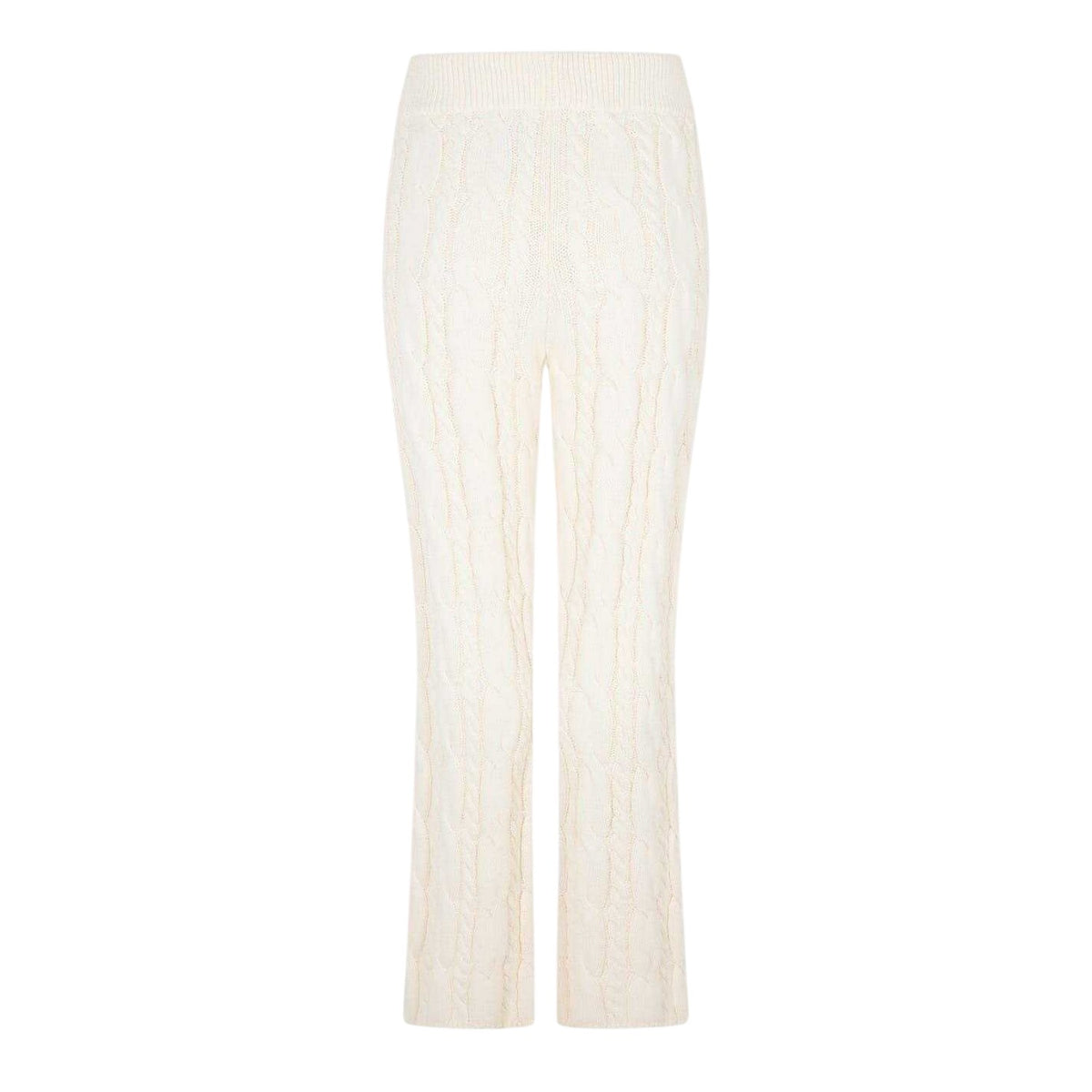 Cream - Back - 4th & Reckless Womens-Ladies Cable Knit Trousers