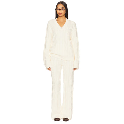 Cream - Lifestyle - 4th & Reckless Womens-Ladies Cable Knit Trousers