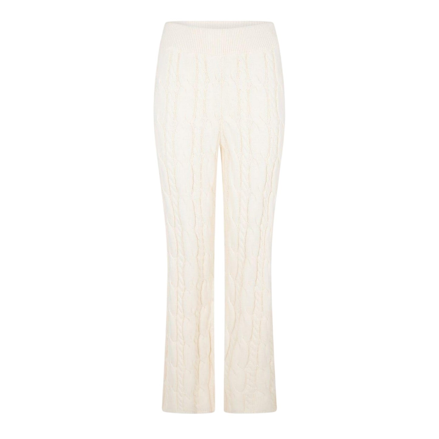 Cream - Front - 4th & Reckless Womens-Ladies Cable Knit Trousers