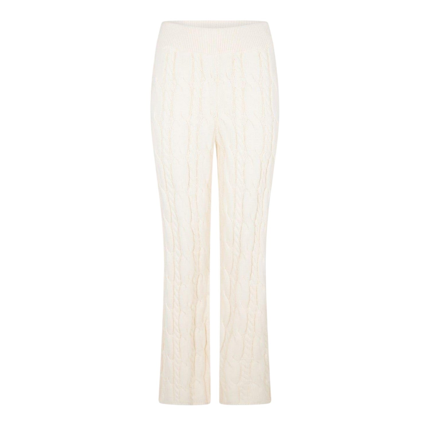 Cream - Front - 4th & Reckless Womens-Ladies Cable Knit Trousers