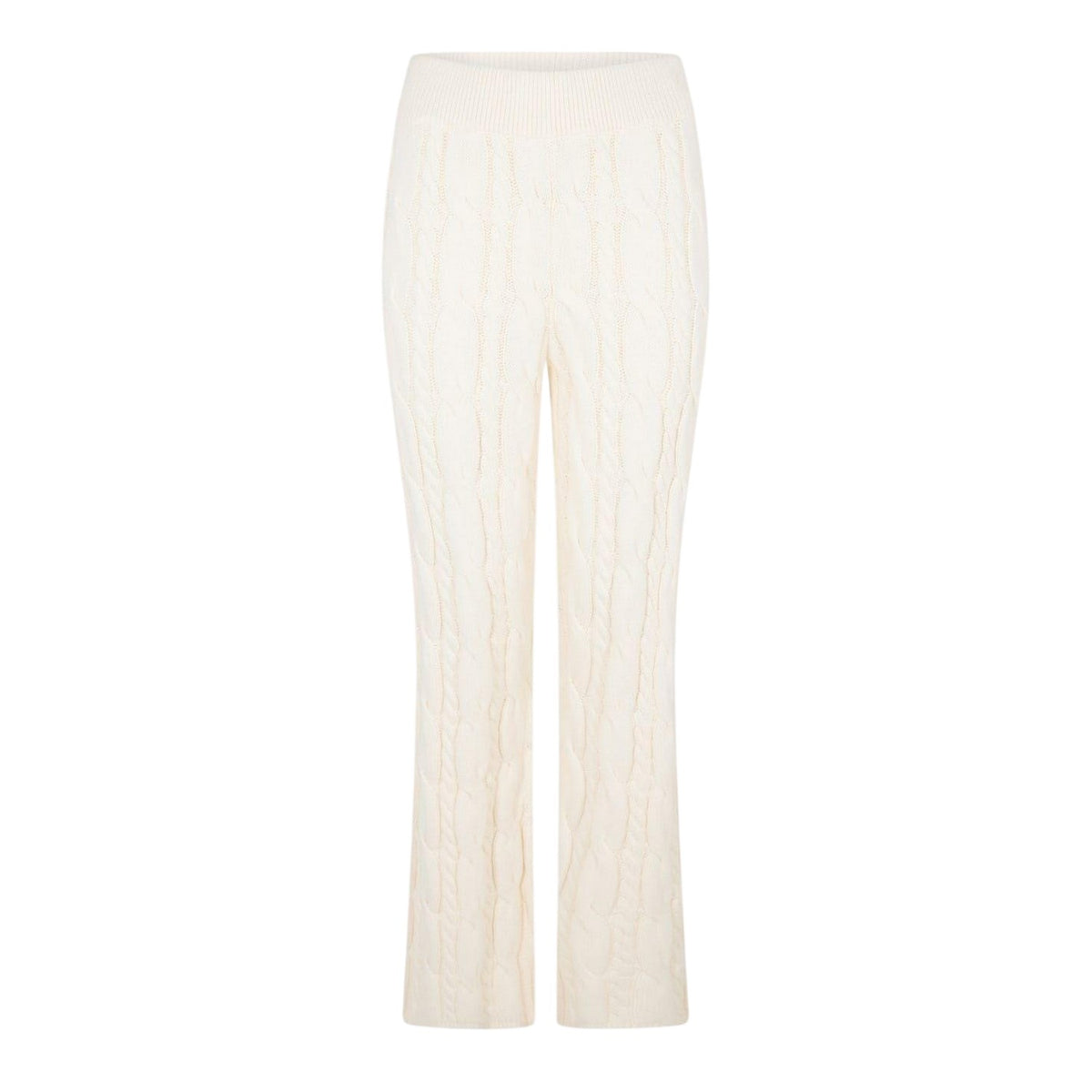 Cream - Front - 4th & Reckless Womens-Ladies Cable Knit Trousers