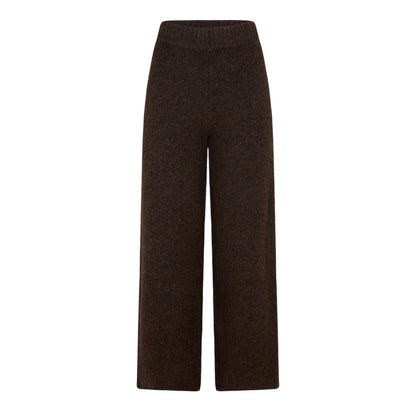 Chocolate - Front - 4th & Reckless Womens-Ladies Brady Knitted Wide Leg Trousers