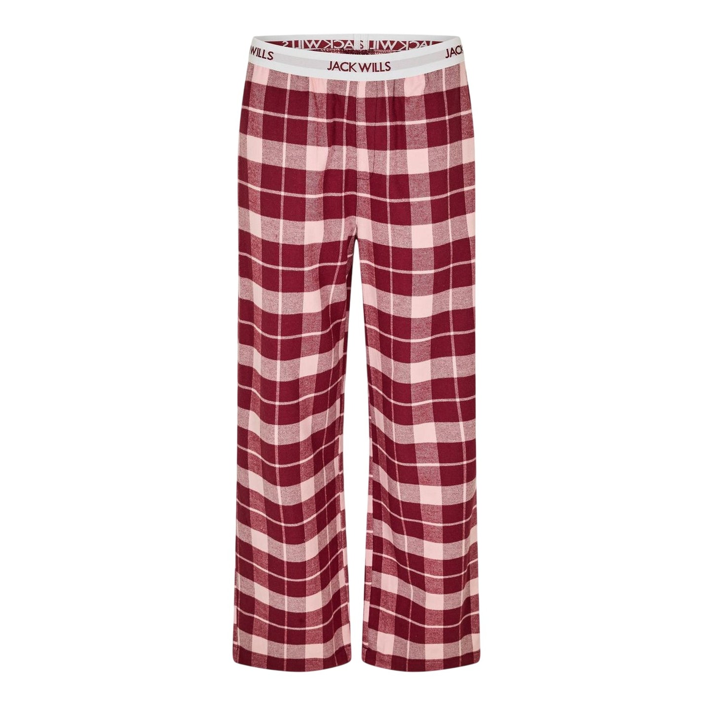 Wine-Pink - Front - Jack Wills Womens-Ladies Flannel Checked Pyjama Bottoms