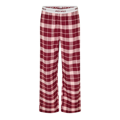 Wine-Pink - Front - Jack Wills Womens-Ladies Flannel Checked Pyjama Bottoms