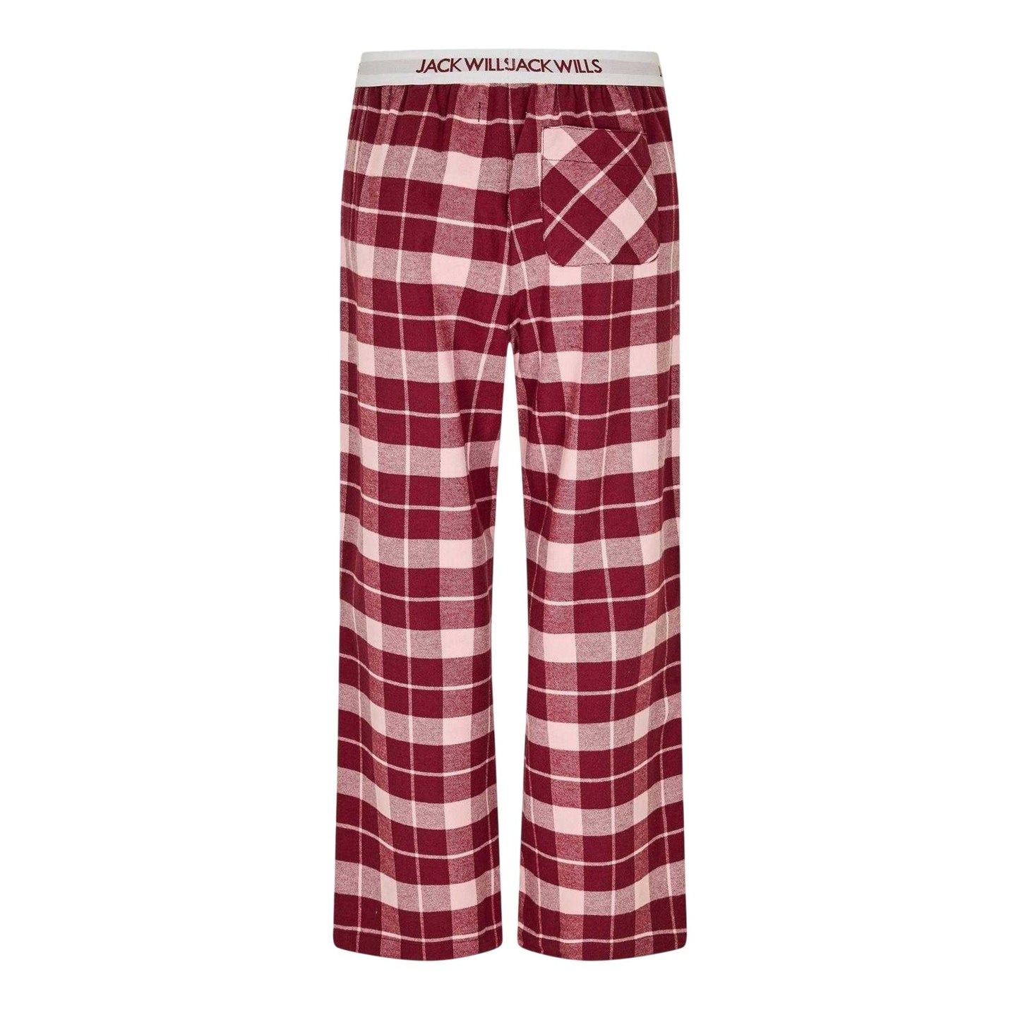 Wine-Pink - Back - Jack Wills Womens-Ladies Flannel Checked Pyjama Bottoms