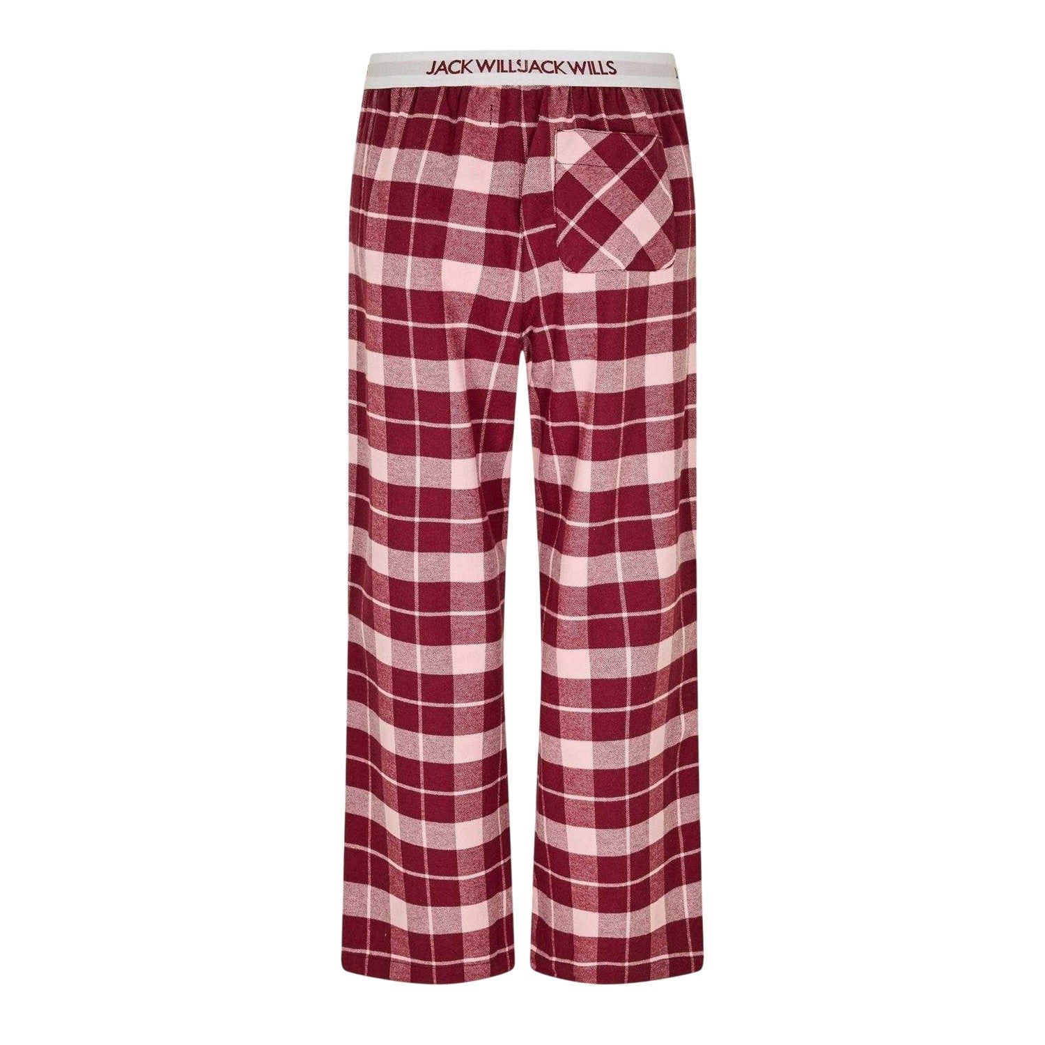 Wine-Pink - Back - Jack Wills Womens-Ladies Flannel Checked Pyjama Bottoms