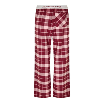 Wine-Pink - Back - Jack Wills Womens-Ladies Flannel Checked Pyjama Bottoms
