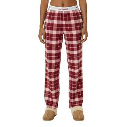 Wine-Pink - Side - Jack Wills Womens-Ladies Flannel Checked Pyjama Bottoms